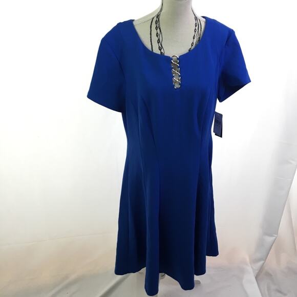 Alyx Fit and Flare Dress Cobalt Blue 8 - Picture 2 of 13